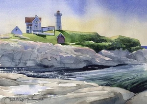 Cape Neddick Lighthouse. The Nubble, York Beach, Maine. James Mann Art Prints - Picture 1 of 2