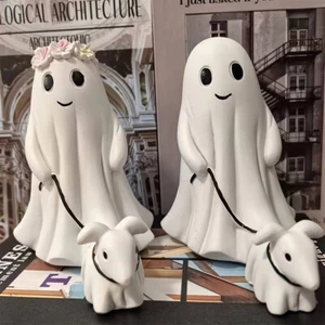 5.9/9.8in Goblin And Ghoul Ghost Walking Dog Spooky Ghost Dog Halloween Figurine - Picture 1 of 21