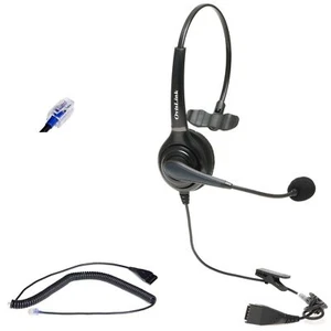 Ovis HS72-BL Wired Adjustable Headset:GrandStream w Quick Disconnect Spiral Cord - Picture 1 of 5