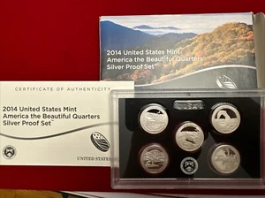 US 2014 Mint America Beautiful Quators Silber Proof 5er Set Münzen - Bild 1 von 16