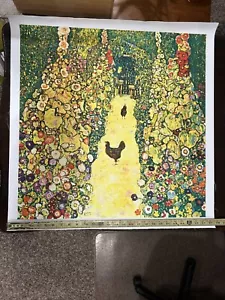 Gustav Klimt "Garden Path with Chickens" Giclee Fine Art Print Repro on Canvas - Picture 1 of 5