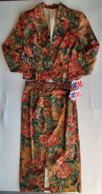 I.V.Y Falda Traje Para Mujer L 13/14 Blazer Maxi Falda Lápiz Cinturón Floral Nuevo Foto 1 de 4