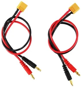 Lot de 2 câbles de charge XT60 30cm, câble silicone 14AWG, femelle et fiche b... - Photo 1/5