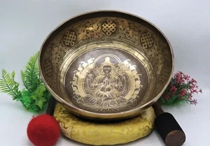 Cuenco de canto tibetano hecho a mano de 14" - cuenco del Himalaya para meditación, curación, yoga - Imagen 1 de 5