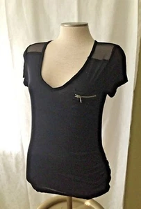 Top Glitz donna M nero manica corta collo argento cerniera tasca burnout a/a17" - Foto 1 di 10