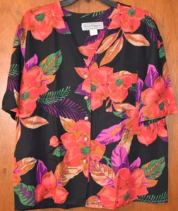 Top Button Down Norton McNaughton Women Size 16 V Neck Made in USA - Picture 1 of 8