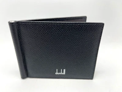 DUNHILL 'Cadogan' Money Clip Black Leather Credit Card Wallet - Image 1 of 4