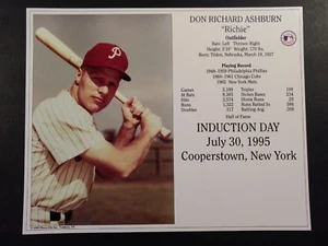 RICHIE ASHBURN 8x10 Hall of Fame Enshrinement 8x10 Supercard PHILLIES - Picture 1 of 1