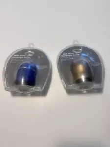 Velvet Wine and Champagne Bottle Sealer Royal Blur by Metrokane Lot Of 2 - Picture 1 of 5