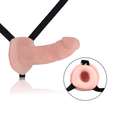 Consolador unisex hueco masculino con correa extensión de pene juguetes sexuales para hombres parejas Foto 1 de 4