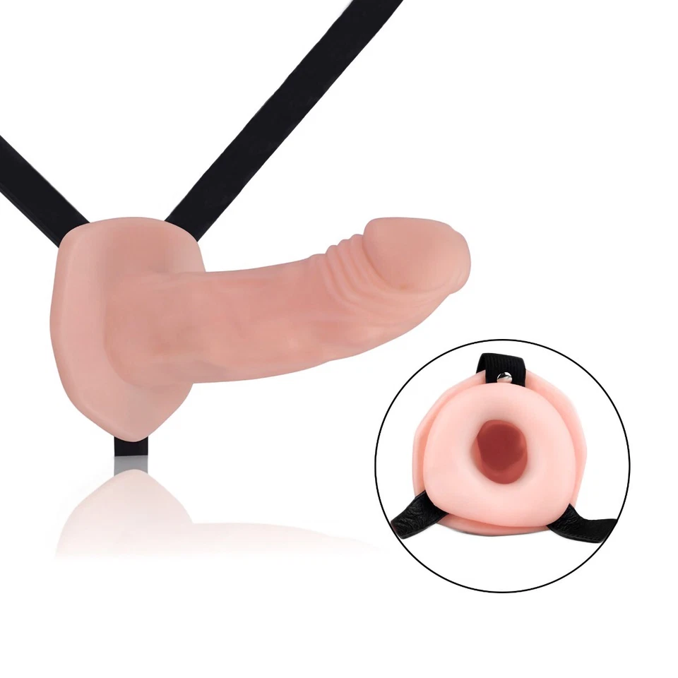 Consolador unisex hueco masculino con correa extensión de pene juguetes sexuales para hombres parejas Foto 1 de 4