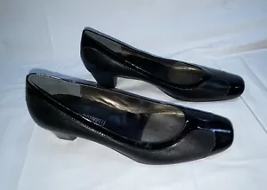 Vintage Renzo Fontanelli Shoes Heels Pumps Black Patent Leather 6 AA Italy - Picture 1 of 12