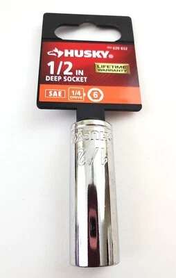 Husky 1/2" SAE Deep Socket 1/4" Drive 6 Point H4D6PDP12 - Image 1 of 4
