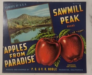 LABEL Sawmill Peak Apples Noble Paradise California - Picture 1 of 1