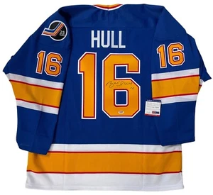 BRETT HULL SIGNED 1991 ST. LOUIS BLUES JERSEY PSA/DNA COA LARGE - Picture 1 of 4