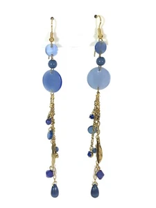 Pendientes de cadena de tono azul y dorado de gota muy larga - Imagen 1 de 1