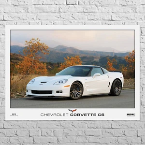 Póster Chevrolet Corvette C6 | 33x24" tamaño grande A1 EE. UU. Chevy blanco foto arte de pared - Imagen 1 de 6