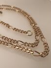 Vintage 9ct Yellow Gold Figaro Flat Curb Chain 8.3g 19" 3.3mm Hallmarked 1988