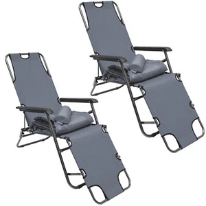 2er Set Garten Liegestuhl Klappbar - 178x60 Relaxliege Gartenstuhl Campingliege - Bild 1 von 10
