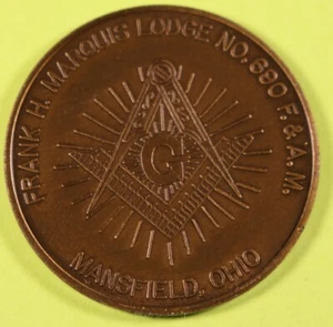 FREIMAURERLOGE Medaille - 50th Annv 1974 Frank H. Marquis 690 Mansfield OH F&AM 34mm - Bild 1 von 6