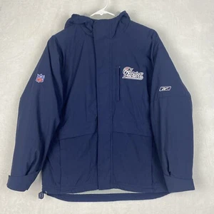 New England Patriots Winter Jacket Jacket Youth Large 14-16 Blue Hooded Logo - Picture 1 of 12