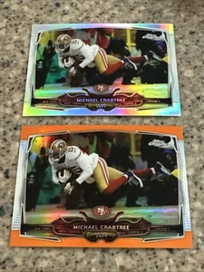 Michael Crabtree-Lot-2 NFL CARDS-2014 Topps Chrome #32 Orange/Silver Refr. 49ers - Picture 1 of 3