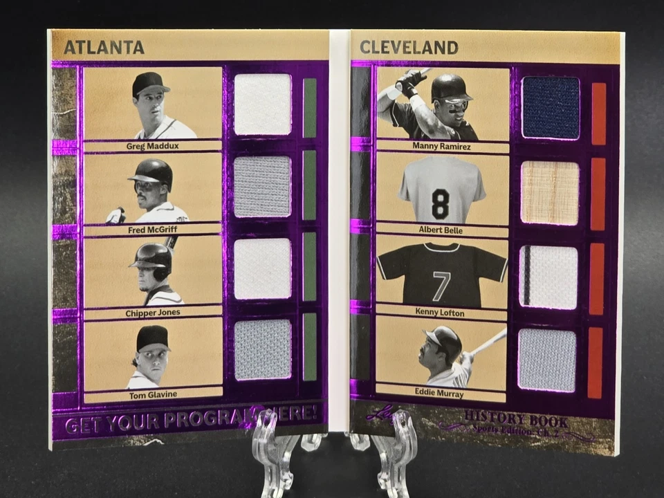 2025 Leaf History Book 8 GU Patch Atlanta Braves vs Cleveland '95 WS Program /8 - Image 1 of 4