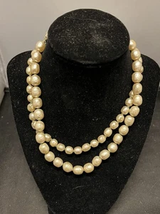 Vintage Miriam Haskell Two Strand Baroque Pearl Necklace - Picture 1 of 10