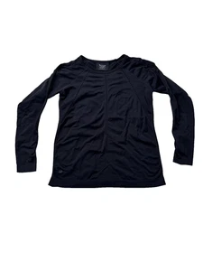 Athleta Shirt Womens Small Black Long Sleeve Seamless Activewear Lightweight Top - Picture 1 of 7