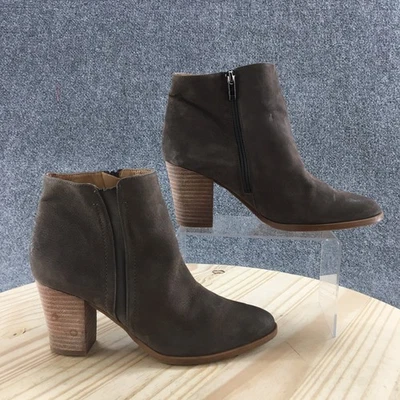 Botas Franco Sarto Mujer 9M Chelsea Gris Cuero Cremallera Lateral Informales Tacones Bloque Foto 1 de 4