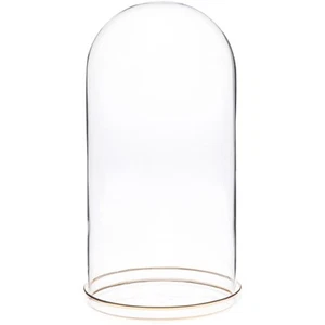Plymor 5.5" x 11" Glass Dome Cloche w/ Gold Rim (Gold Rim Glass Tray Base) - Picture 1 of 1
