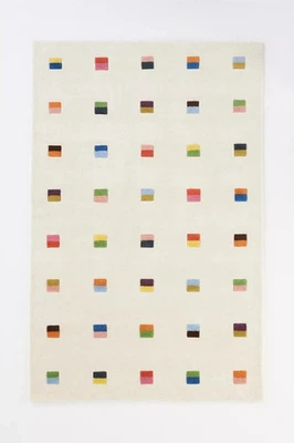 Colorful Modern Wool Rug | Assorted Squares Pattern | Decorative Area Carpet - Image 1 of 3