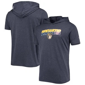 Men's New Era Heathered Navy Milwaukee Brewers Hoodie T-Shirt - Picture 1 of 3