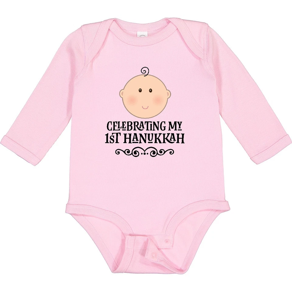Inktastic Babys 1st Hanukkah Long Sleeve Creeper First Celebrate Religious - Image 1 of 1