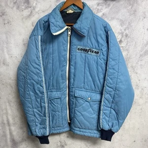 Vintage Goodyear Racing Jacket Mens Large Blue Full Zip Insulated - Picture 1 of 23