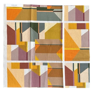 Karin Sajo Tessuto Geometrico Arancione CAMPIONE Blocco Colore Designer Francese 26"x27" - Foto 1 di 8