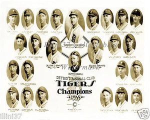 1935 DETROIT TIGERS WORLD SERIES CHAMPIONS BASEBALL TEAM 8X10 PHOTO - Picture 1 of 1