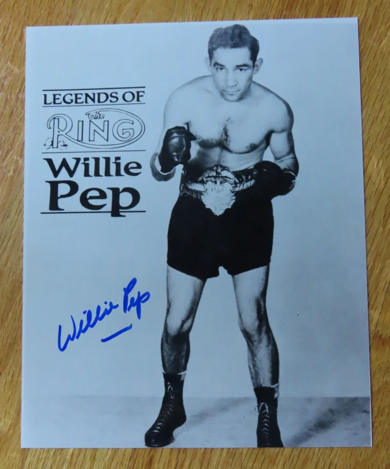 Anillo de certificado de autenticidad foto 8x10 firmado miembro del Salón de la Fama del Boxeo Willie Pep (m. 2006) Foto 1 de 1