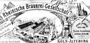 Rheinische Brauerei -Gesellschaft Köln Alteburg hist. Aktie 1917 Kölner Dom Bier - Bild 1 von 2