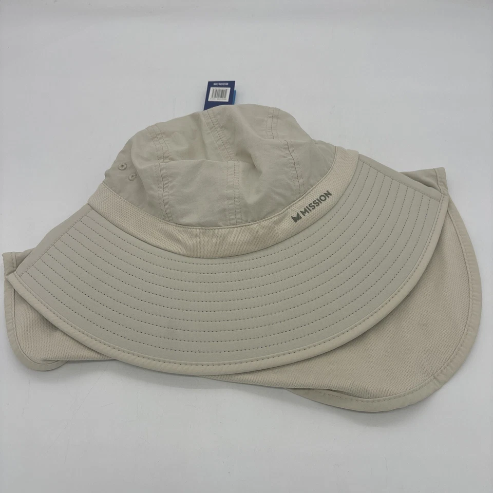 MISSION Sun Defender Cooling Neck Guard Wide Brim Hats for Women and Men OATMEAL