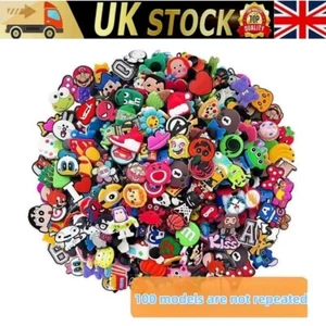 30/50/100pc Croc Charms Mega Value Bundle Random Mix Shoe Charms Cartoon Tool UK - Picture 1 of 12