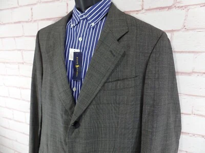 De Colección Yves Saint Laurent Para Hombres 44L Gris Cuadros Abrigo Deportivo Traje Chaqueta 3 Botones Delantero Foto 1 de 4