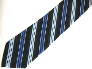 Stafford Mens Necktie Tie Black Blue Striped 60" Career - Picture 1 of 4