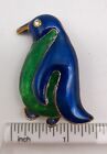Vintage Penguin Brooch Pin Enameled Blue Green 