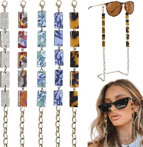 5Pcs Designer Women'S Eyeglass Chains for Women Stylish Tortoise Eye Glasses Cha - Picture 1 of 12
