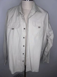Camicia uomo Wrangler con bottoni taglia XXL 2X tasche marrone manica lunga cotone twill - Foto 1 di 8