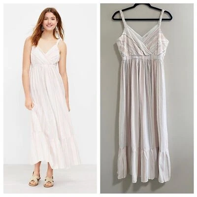 LOFT Beach Striped Ruched Strap Maxi Dress Size Small - Image 1 of 4
