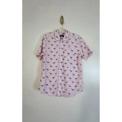 Boy's Flamingo Pink Button Down Short Sleeve Beachy Vacation Festival Resortwear - Image 1 of 4