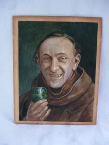 Reinhold Schweitzer Öl auf Malkarton weintrinkender Mönch München 1921 - Bild 1 von 4