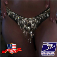 Sexy Rhinestone Tassel Underwear Thong Panties Crystal Body Chain Jewelry USA